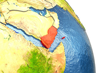 Image showing Yemen on Earth in red