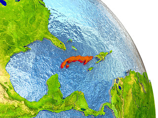 Image showing Cuba on Earth in red