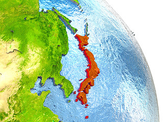 Image showing Japan on Earth in red