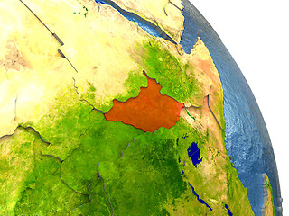 Image showing South Sudan on Earth in red