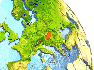 Image showing Hungary on Earth in red