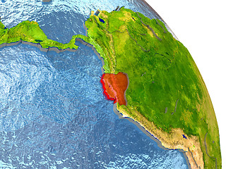 Image showing Ecuador on Earth in red