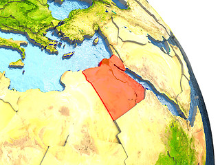 Image showing Egypt on Earth in red