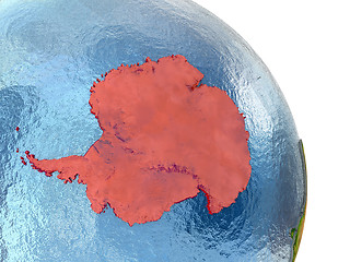 Image showing Antarctica on Earth in red