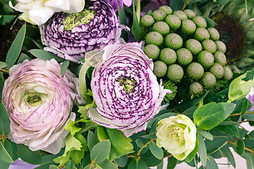 Image showing Ranunkulyus bouquet of red flowers on a white background