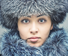 Image showing young woman in fur