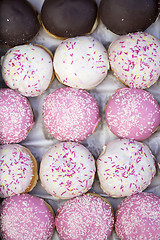 Image showing Assorted different Delicious donuts in a box