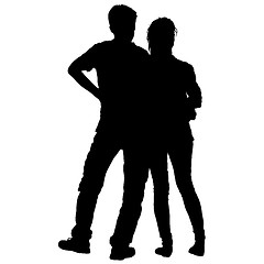 Image showing Couples man and woman silhouettes on a white background. illustration