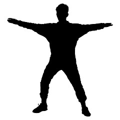 Image showing Black silhouettes Dancing on white background. illustration