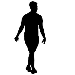 Image showing Black silhouettes man on white background. illustration