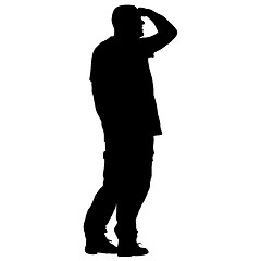 Image showing Black silhouettes man with arm raised. illustration