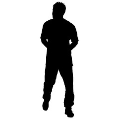 Image showing Black silhouettes man on white background. illustration