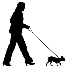 Image showing Silhouette of people and dog. illustration