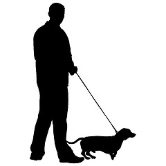 Image showing Silhouette of people and dog. illustration