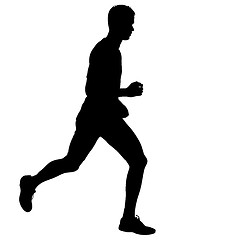 Image showing Silhouettes. Runners on sprint, men. illustration