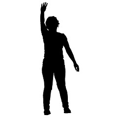 Image showing Black silhouettes of beautiful woman on white background. illustration