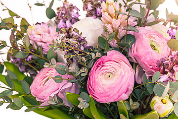 Image showing Ranunkulyus bouquet of red flowers on a white background