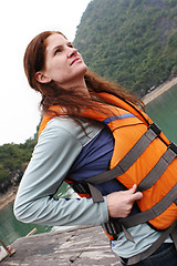 Image showing Woman wearing a life jacket