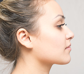 Image showing side view of beautiful woman