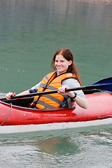 Image showing Woman kayaking