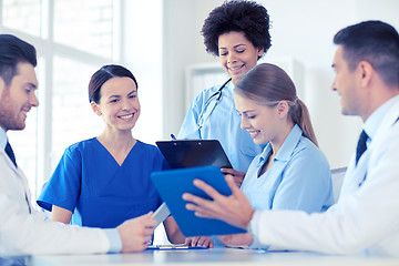 Image showing group of happy doctors meeting at hospital office