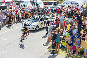 Image showing The Cyclist Jacques Janse van Rensburg on Col du Glandon - Tour 