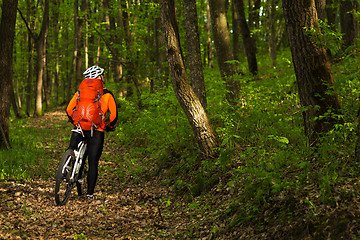 Image showing healthy lifestyle and fitness concept with mount bike man outdoor