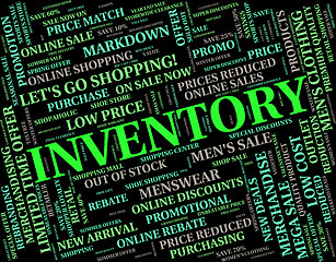 Image showing Inventory Word Represents Words Merchandise And Logistic