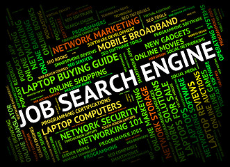 Image showing Job Search Engine Indicates Gathering Data And Analysis