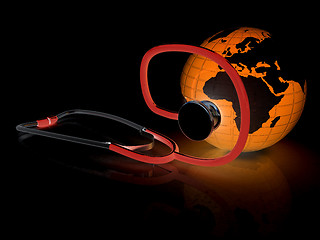 Image showing stethoscope and globe.3d illustration