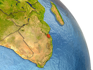 Image showing Swaziland on Earth in red