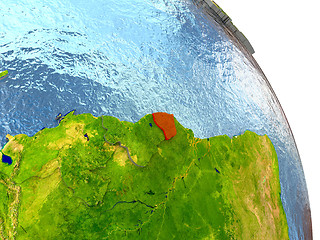 Image showing French Guiana on Earth in red