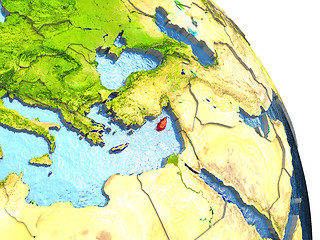 Image showing Cyprus on Earth in red