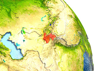 Image showing Tajikistan on Earth in red