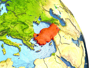 Image showing Turkey on Earth in red