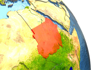 Image showing Sudan on Earth in red