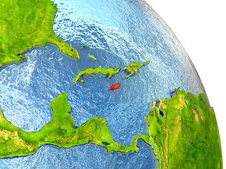 Image showing Jamaica on Earth in red