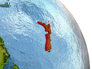 Image showing New Zealand on Earth in red