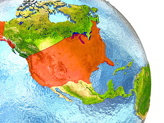 Image showing USA on Earth in red