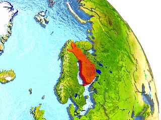 Image showing Finland on Earth in red