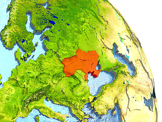 Image showing Ukraine on Earth in red