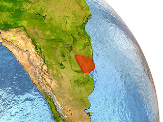 Image showing Uruguay on Earth in red