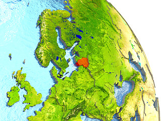 Image showing Lithuania on Earth in red