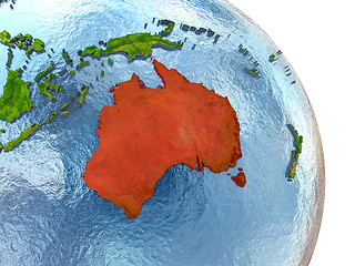 Image showing Australia on Earth in red