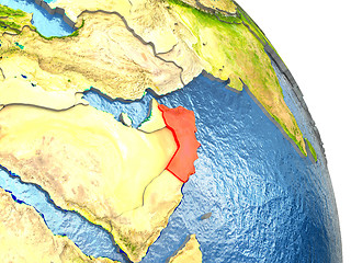 Image showing Oman on Earth in red