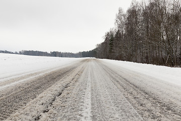 Image showing winter road, close-up