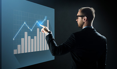 Image showing businessman pointing finger to virtual chart