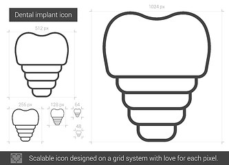 Image showing Dental implant line icon.