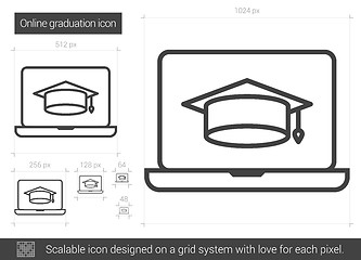 Image showing Online graduation line icon.