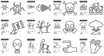 Image showing Ecology biohazard line icon set.